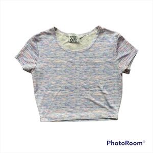 Lightweight Sheer Stretchy Rainbow Sherbert Colors Summer Crop Top